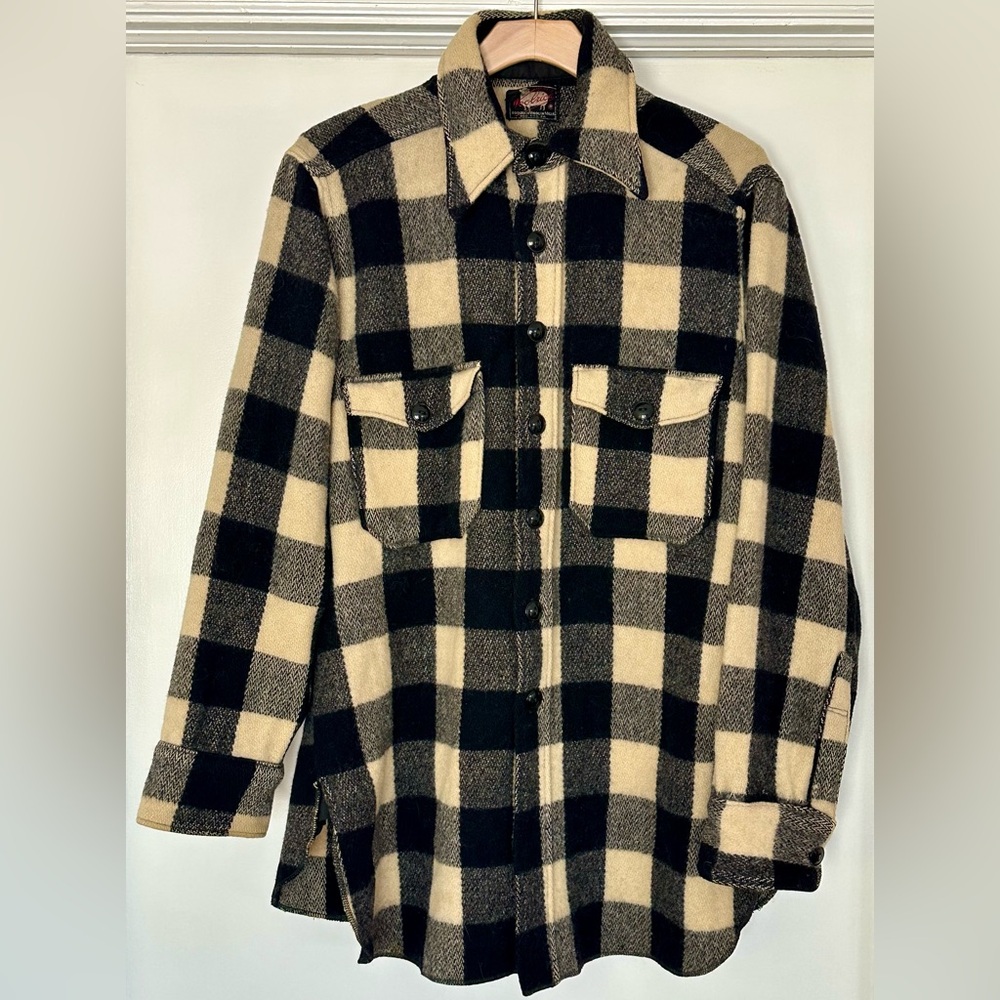 [1946-1965] WOOLRICH Vintage Label. Buffalo Plaid Classic Wool Shirt Jacket